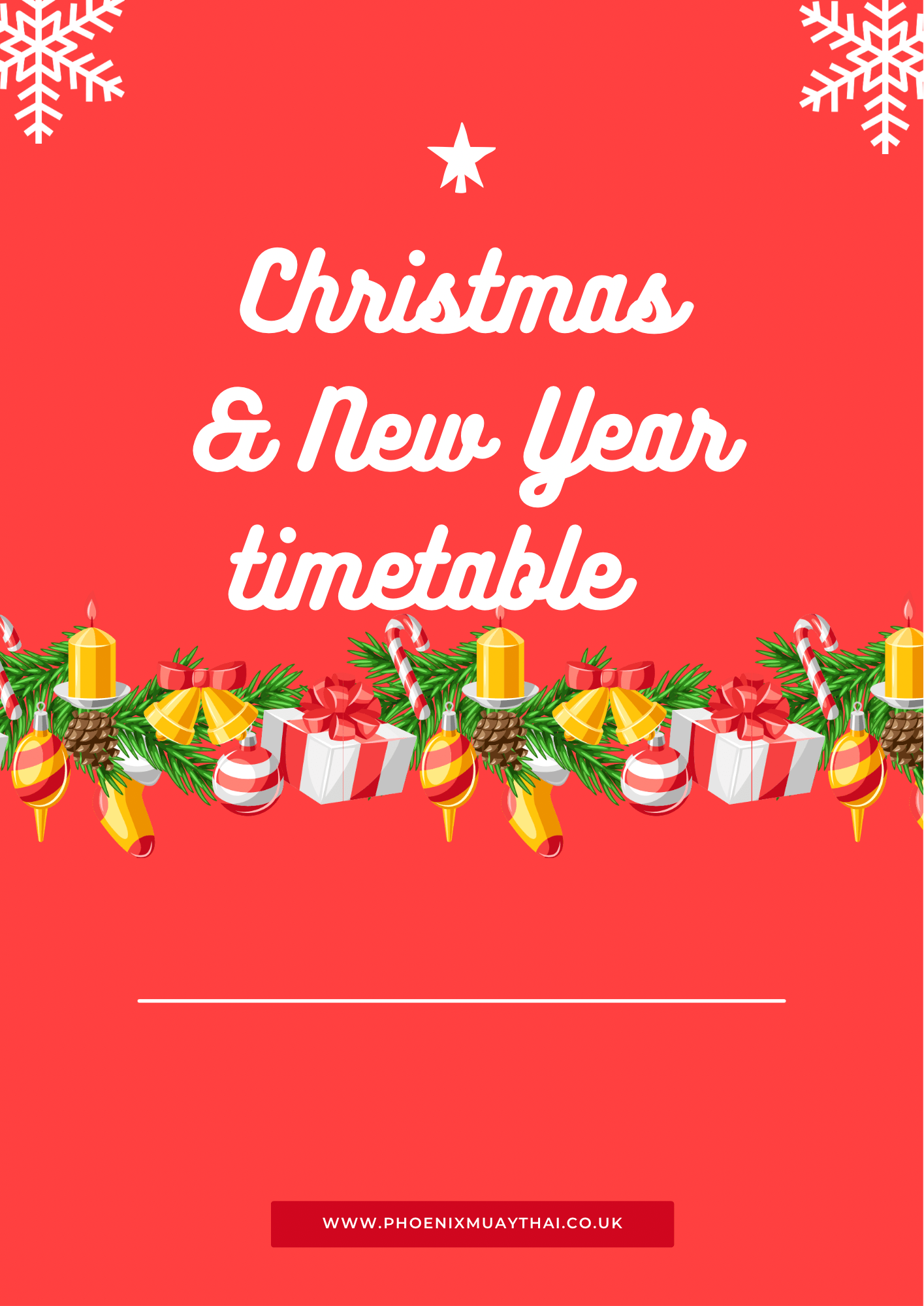 Christmas and New Year timetable